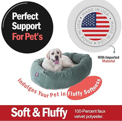 Majestic Pet 40 Inch Micro Velvet Calming Dog Bed Washable – Cozy Soft Round Dog Bed with Spine for Head Support 40x29x9 (inch)