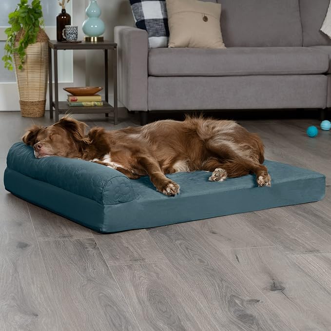 Furhaven Memory Foam Dog Bed for Large Dogs w/ Removable Bolsters & Washable Cover 95 lbs