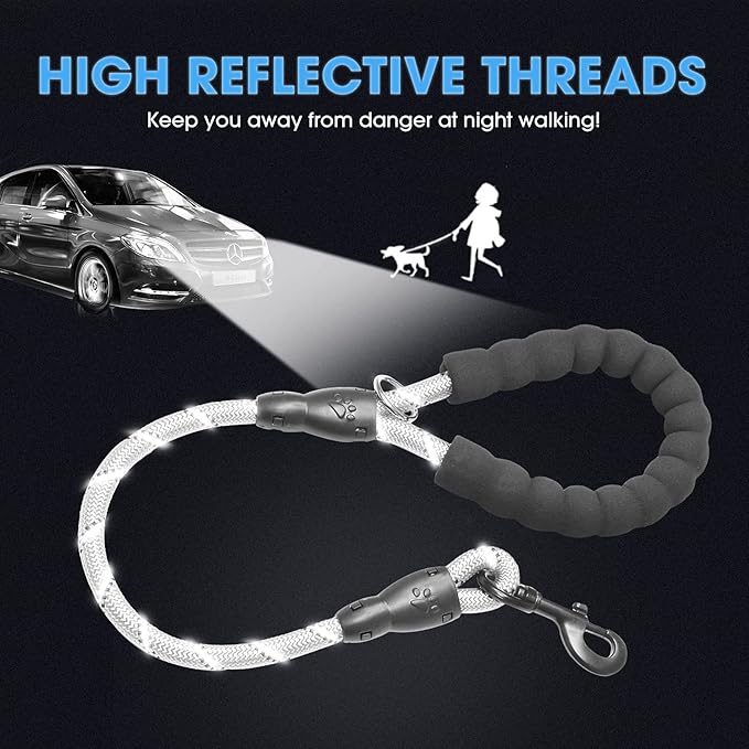 BAAPET 2/4/5/6 FT Dog Leash with Comfortable Padded Handle and Highly Reflective Threads for Small Medium and Large Dogs (2FT-1/2''