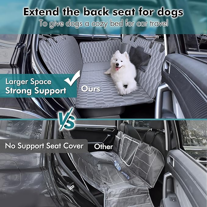Back Seat Extender for Dogs-Supports 400lb Bottom-Detachable,600D Heavy