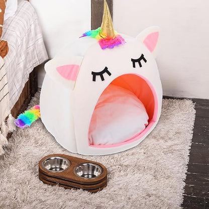 Winter Pet Sleep Bed Warm Unicorn Pet House Bed Pet Supplies for Cat Dog (Size M) Pet Dog Supplies