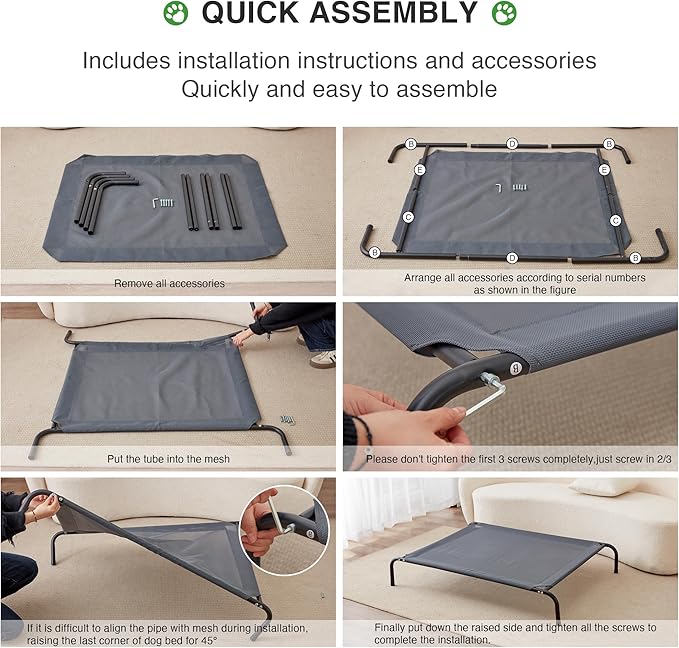 Love's cabin Elevated Cooling Dog Bed for Medium Dogs Beach,Grey,43 inches