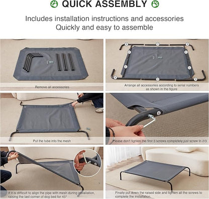 Love's cabin Elevated Cooling Dog Bed for Medium Dogs Beach,Grey,43 inches