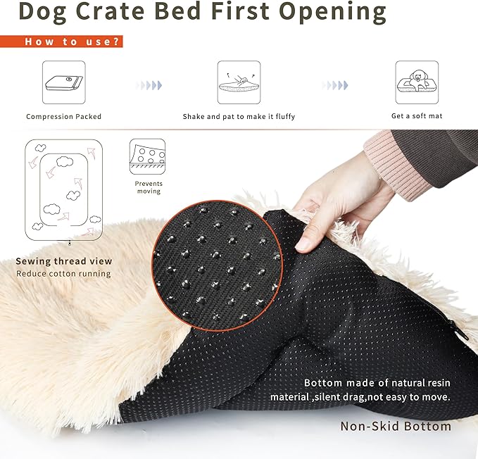 24 Inch Dog Crate Bed Washable 24x18 Dog Bed for Crate Fluffy Calming Dog Bed Crate Mats for Dog Cages Small Non Slip Crate Mat for Dogs Clearance