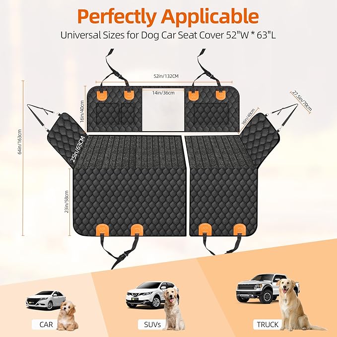 Back Seat Extender for Dogs with Non-Slip Mat 40/60 Split 100% Waterproof