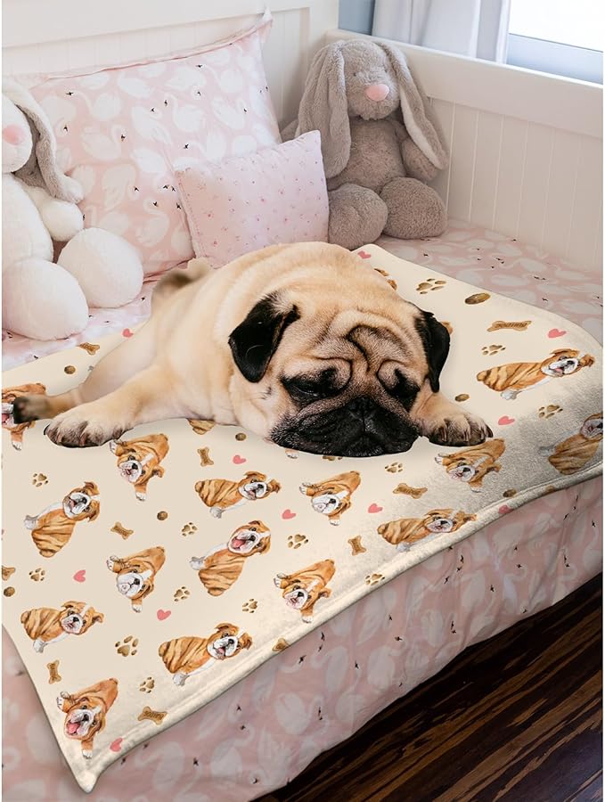 Cute Bulldog Dog Blanket Dog Blanket Gifts Super Soft Bulldog Blanket for Dog 40"x30" for