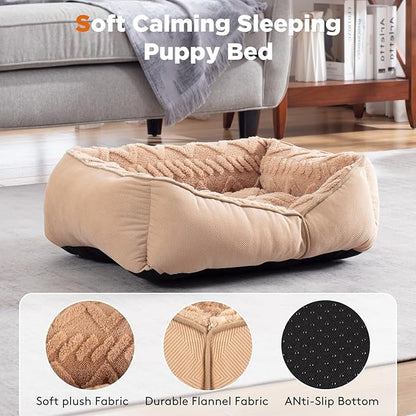 GASUR Rectangle Dog Bed for Medium Large Dogs Machine Washable Sleeping Sofa Non-Slip Bottom Cat Beds for Indoor Cats Warming Soft Calming Sleeping Puppy Bed Sturdy Pet Bed (M (30"x 24"x 9")