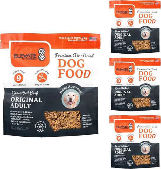 100% Human Grade Air Dried Dog Food - All Natural - USA Grass Fed Beef - Limited Ingredient Dog Food - Grain Free - Dehydrated - Complete Meal or Dog Food Topper – Beef Flavor - 14.6 lb