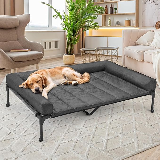 Veehoo Cooling Elevated Dog Bed + Waterproof Removable Pillow-Top Mat