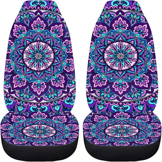 CLOHOMIN Mandala Lotus Car Front Seat Covers Seat