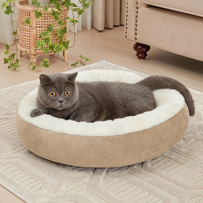 Love's cabin Round Donut Cat and Dog Cushion Bed 20in Pet