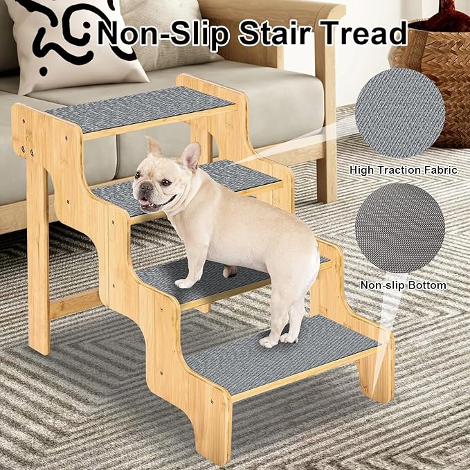 Dog Stairs for High Bed and Couch 4-Step Non-Slip