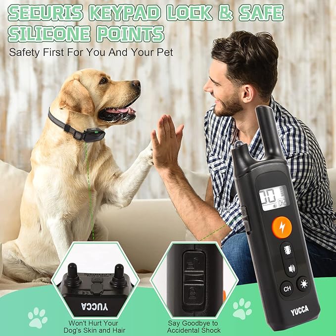 Yucca Dog Shock Collar with Remote 2600Ft 4 Training 60-100 lbs