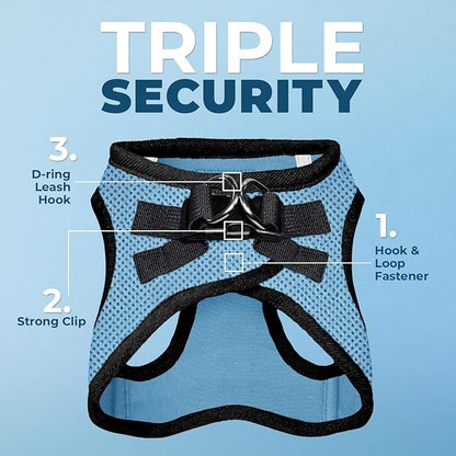 Voyager Step-in Air Dog Harness - All Weather Mesh Step in Vest Harness for Small and Medium Dogs and Cats by Best Pet Supplies - Harness (Baby Blue/Black Trim), S (Chest: 14.5-16")