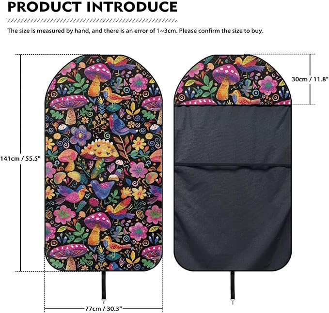 Mushroom Daisy Sweatproof Towel Car Front Seat Cover Non-Slip Bucket Seat Protector Easy to Install for Athletes