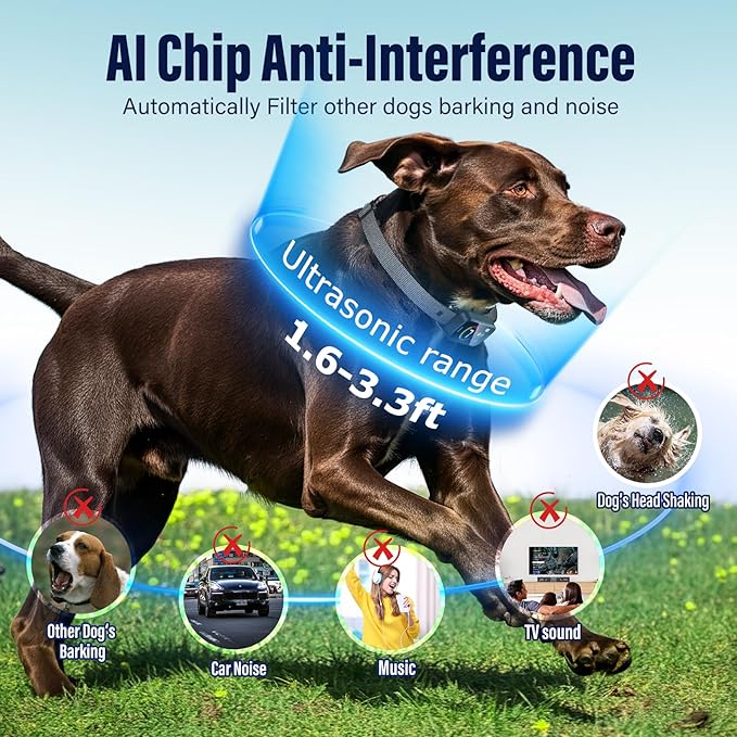 Bark Collar for Large Medium Dogs Smart Ultrasonic 7 Sensitivity