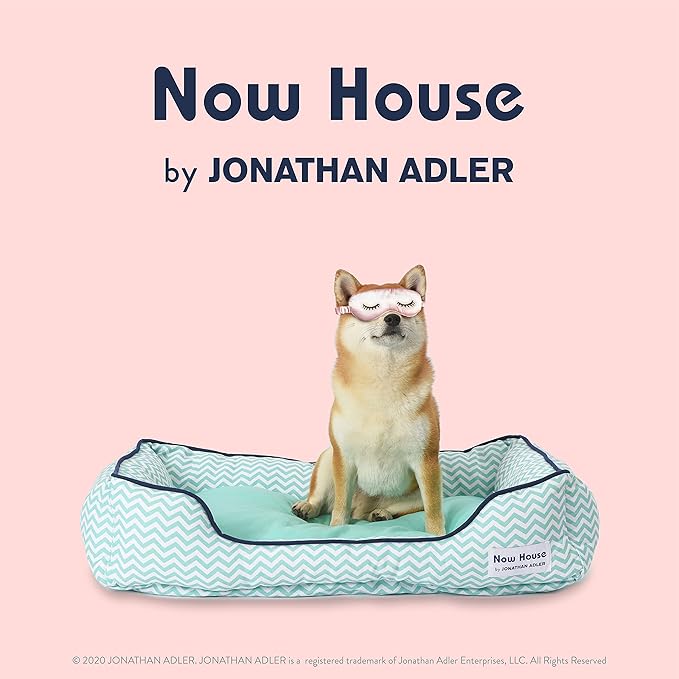 Now House for Pets by Jonathan Adler Teal Chevron Cuddler Dog Bed (FF16055)