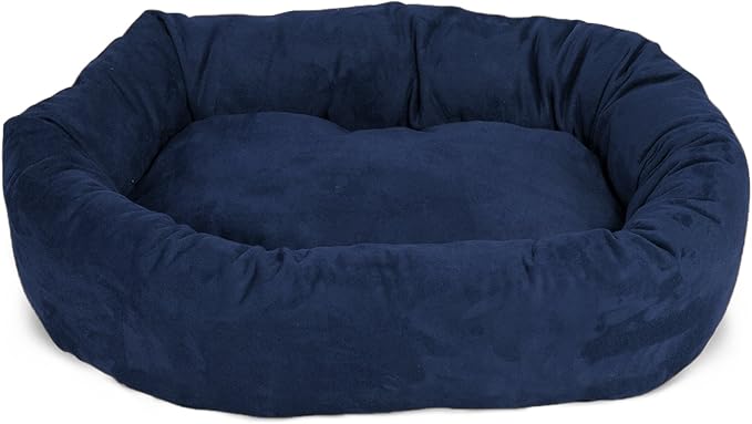 Majestic Pet 24 Inch Suede Calming Dog Bed Washable – Cozy Soft Round Dog Bed with Spine Support for Dogs to Rest their Head 24x19x7 (Inch)