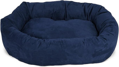 Majestic Pet 40 Inch Suede Calming Dog Bed Washable – Cozy Soft Round Dog Bed with Spine Support for Dogs to Rest their Head 40x29x9 (Inch)