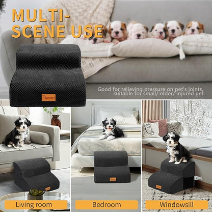 Topmart High Density Foam Pet Steps 2 Tiers 11.8" High,Non-Slip