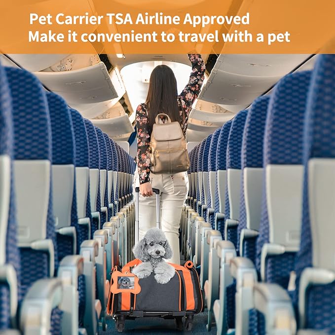 LOOBANI Pet Carrier with Wheels,Pet Carrier Airline Approved 18x11x11 for Small Dogs & Cats Puppy Up to 16 LBS Airline Approved Dog Carrier, Cat Carrier Underseat Safe and Easy Travel Vet Visit