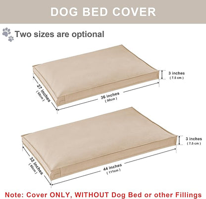 Dog Bed Cover, Waterproof Dog Bed Replacement Cover with Zipper, Oxford Removable Pet Bed Mattress Protector for Outdoor Use, 36Lx27Wx3H in, Bed Cover Only, Khaki