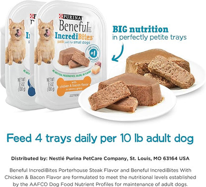 Beneful IncrediBites with Chicken and Natural Bacon Flavor and Porterhouse Steak Flavor Wet Dog Food Variety Pack - (Pack of 12) 3.5 oz. Cans