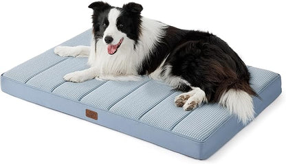 Bedsure Cooling Gel Foam Dog Bed for Large Dogs Cover(36"x27", Blue)