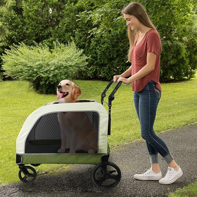 Dog Stroller for Large Dogs 132 lbs,Travel 2-3 Dogs(Green)