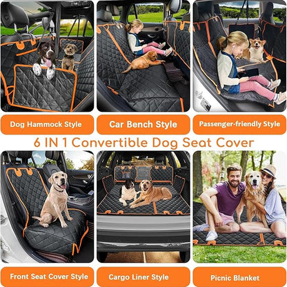 6 in 1 Split Dog Car Seat Cover for Back Seat 100% Waterproof 6 in 1)