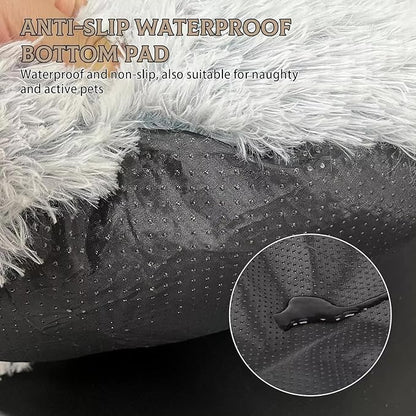 Cat Bed Round Fluffy Hooded Cat Bed Cave