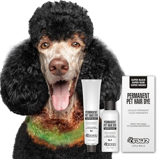 OPAWZ Permanent Dog Hair Dye, Pet Hair Dye Safely Used by Grooming Salons for a Decade, Pet Safe Dye Lasts Over 20 Washes, Bright Color for Dogs and Horses (Super Black)