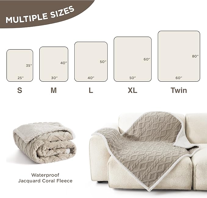 Bedsure Waterproof Dog Blankets for Small Dogs 25"x35", Taupe