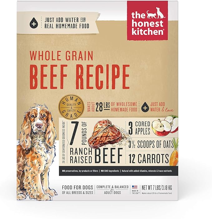 The Honest Kitchen Dehydrated Whole Grain Beef Dog Food, 7 lb Box, 7.00 Pound (Pack of 1)