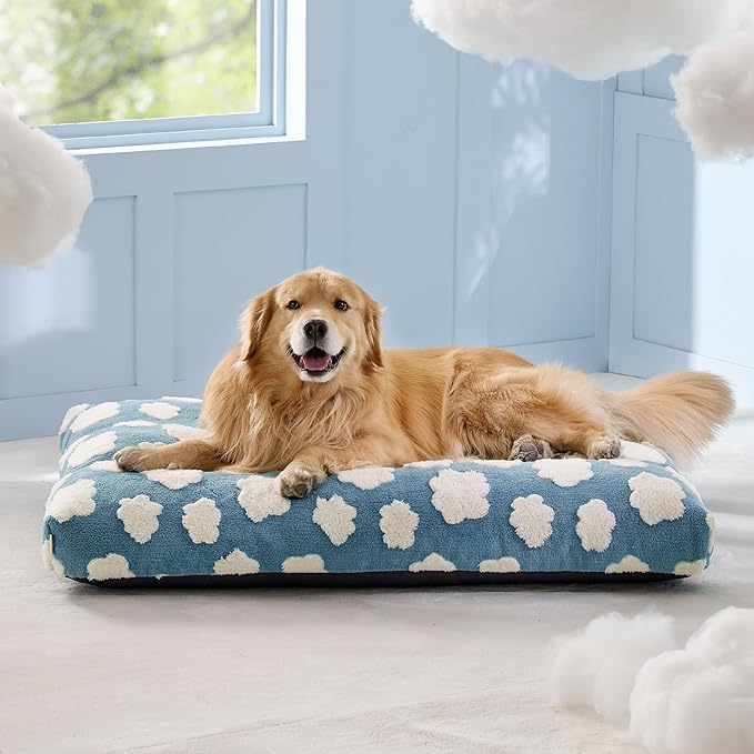 Lesure Extra Large Dog Bed-Thick Shredded Chopped Foam Pet Bed Bottom(44x32', Blue)
