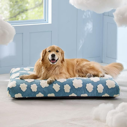 Lesure Extra Large Dog Bed-Thick Shredded Chopped Foam Pet Bed Bottom(44x32', Blue)