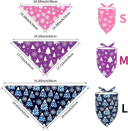 10PCS Big Dog Bandanas Winter Bulk for Large XL Breed Dog Snow Forest Ice PineTree Pattern Kerchief Triangle Bibs Head Scarves for Boys and Girls Grooming Accessories Costume