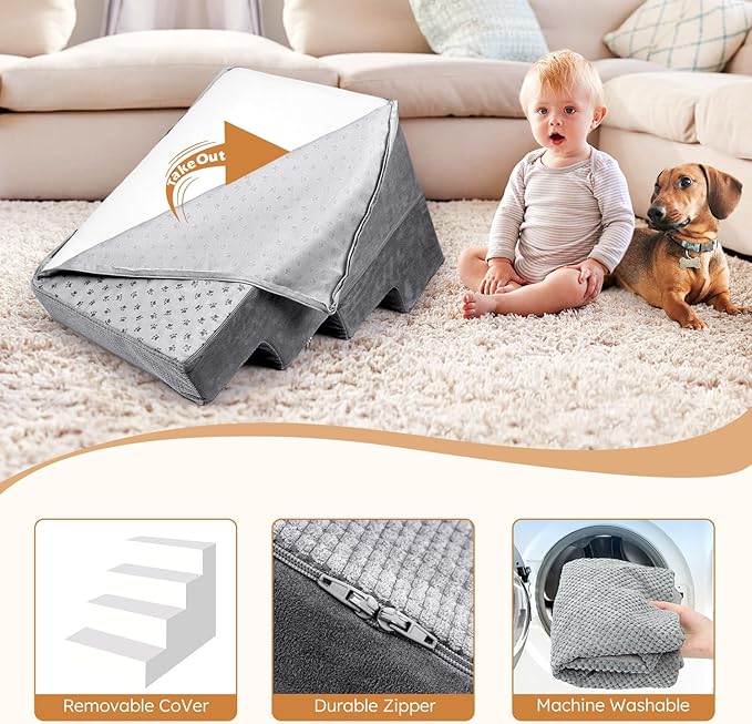 Heeyoo Dog Stairs for Small Dogs 4-Step Dog 18" High