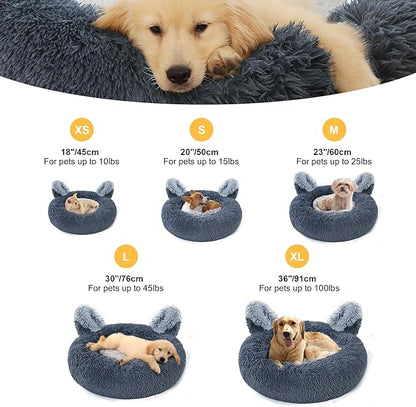 Calming Donut Dog Bed for Small Dogs and Cats 20" Grey