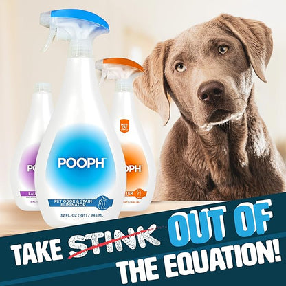 Pooph Pet Odor Eliminator, 32oz Spray, 2-Pack - Dismantles Odors on a Molecular Basis, Dogs, Cats, Freshener, Eliminator, Urine, Poop, Pee, Deodorizer, Natures, Puppy, Fresh, Clean, Furniture, Potty