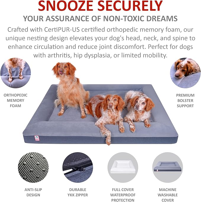 Premium Waterproof Orthopedic XL Dog Bed Washable Cover Made Out of Velvet 61" x 43" x 7"