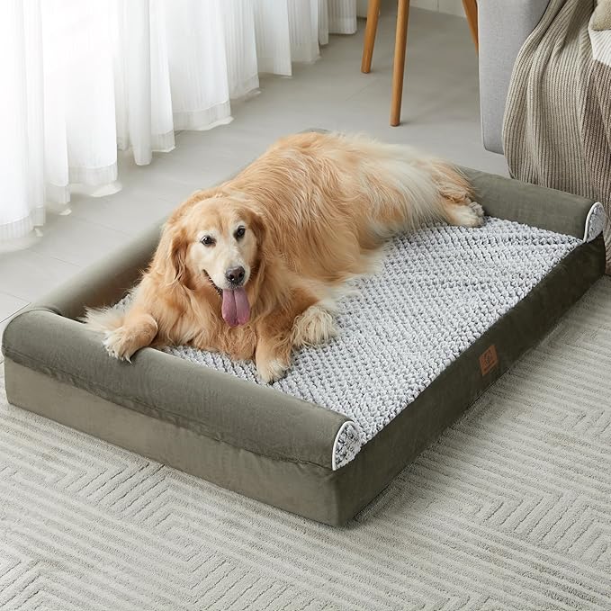 WNPETHOME Dog Beds for Large Dogs, Orthopedic Sofa Dog Bed Mat Pillow with Removable Waterproof Cover, Egg-Foam Dog Crate Bed for Medium Large Dogs