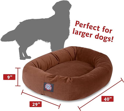 Majestic Pet 40 Inch Suede Calming Dog Bed Washable – Cozy Soft Round Dog Bed with Spine Support for Dogs to Rest their Head 40x29x9 (Inch)