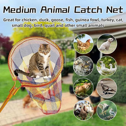 Catch Net, Small Animal Catcher Net for Chicken, Duck, Goose, Fish, Cat, Bird, Raccoon, Dog and Others(43"- 78" Handle with 20" Net Opening)