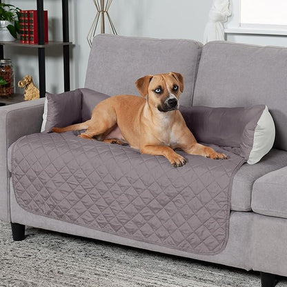 Furhaven Water-Resistant & Reversible 42" Wide Seat Cover Protector for Dogs & Cats, Perfect for Couches, Beds, & Car Seats - Sofa Buddy Bolster Seating Protector - Gray/Mist, Large