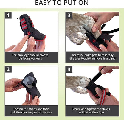 Breathable Anti-Slip Dog Shoes 2.0 - with Elastic Straps for Small, Medium & Large Dogs | x4 Dog Boots for Summer Hot Pavement, Hiking, Rain, Heat & General Paw Protection | Size 70