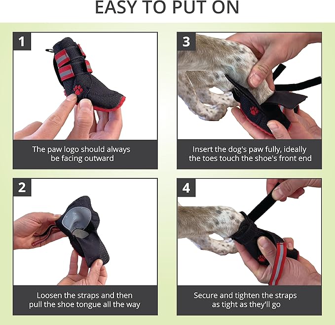Breathable Anti-Slip Dog Shoes 2.0 - with Elastic Straps for Small, Medium & Large Dogs | x4 Dog Boots for Summer Hot Pavement, Hiking, Rain, Heat & General Paw Protection | Size 65