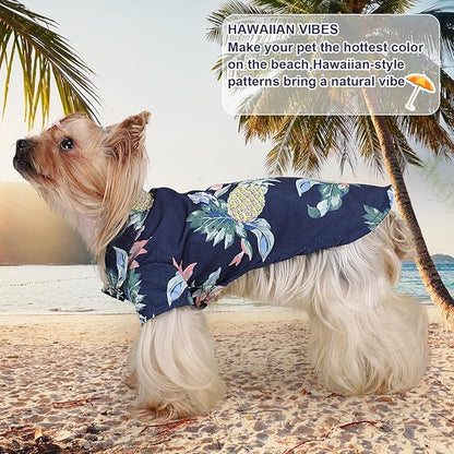 Dog Clothes for Small Dogs Boy Girl Dog Hawaiian Shirt Hawaii Style Summer Dog Clothes Boy Girl Breathable Cool Costume Beach Seaside Sweatshirt for Small Puppy Polo T-Shirt Pet Outfit