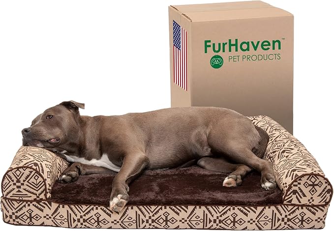 Furhaven Orthopedic Dog Bed for Large/Medium Dogs w/ Removable Bolsters & Washable Cover 55 lbs