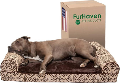 Furhaven Orthopedic Dog Bed for Large/Medium Dogs w/ Removable Bolsters & Washable Cover 55 lbs